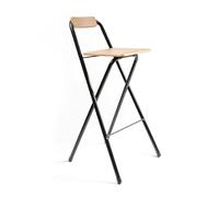 THE SECRET HOME - Pack de 1,2 y 4 Taburetes Altos con Respaldo- Asiento Plegable de Metal y Madera - Ideal para Cocina (1, Madera Natural/Negro, 49x97x47cm) (1, Madera Natural/Negro, 49x97x47cm)