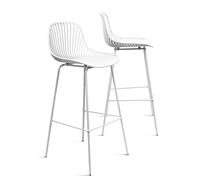 THE SECRET HOME - Pack de 2 Taburetes Altos de Polipropileno y Metal - Alto. 103 cm x Largo. 48 cm - Asiento Extra para el Hogar - Ideal para Cocina, Salon - Color Blanco