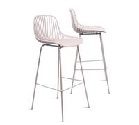THE SECRET HOME - Pack de 2 Taburetes Altos de Polipropileno y Metal - Alto. 103 cm x Largo. 48 cm - Asiento Extra para el Hogar - Ideal para Cocina, Salon - Color French Taupe