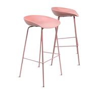 THE SECRET HOME - Pack de 2 Taburetes Altos de Polipropileno y Metal - Alto. 84 cm x Largo. 44 cm - Asiento Extra para el Hogar - Ideal para Cocina, Salon - Color Rosa