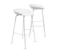 THE SECRET HOME - Pack de 2 Taburetes Altos de Polipropileno y Metal - Alto. 84 cm x Largo. 44 cm - Asiento Extra para el Hogar - Ideal para Cocina, Salon - Color Blanco