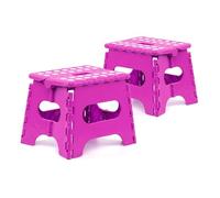 The Secret Home - Pack de 2 Taburetes Plegables Multiusos - Escalera Antideslizante de PVC - Altillo para Cocina, Baño o Dormitorio (Fucsia, 21x17x18)