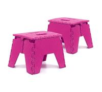 The Secret Home - Pack de 2 Taburetes Plegables Multiusos - Escalera Antideslizante de PVC - Altillo para Cocina, Baño o Dormitorio (Fucsia, 25x21x21)