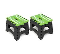 The Secret Home - Pack de 2 Taburetes Plegables Multiusos - Escalera Antideslizante de PVC - Altillo para Cocina, Baño o Dormitorio (Verde/Negro, 21x17x18)