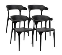 THE SECRET HOME - Pack de 4 Sillas para Comedor de PVC - Alto. 76 cm x Ancho. 52 cm - Asiento para Interior y Exterior - Ideal para Salón, Terraza y Cocina - Color Negro