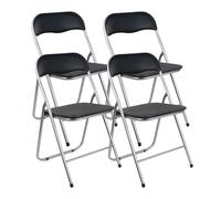 THE SECRET HOME - Pack de 4 Sillas Plegables de PVC y Metal - Alto. 80 cm x Ancho. 45 cm - Asiento Auxiliar para el Hogar - Silla con Patas Antideslizantes - Color Negro