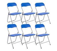 THE SECRET HOME - Pack de 6 Sillas Plegables de PVC y Metal - Alto. 80 cm x Ancho. 45 cm - Asiento Auxiliar para el Hogar - Silla con Patas Antideslizantes - Color Azul