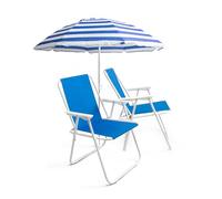 THE SECRET HOME - Pack de Sombrilla y Dos Sillas de Playa Plegables - Ideal para Playa y Piscina - Sombrilla y Sillas de Aluminio y Revestimiento de Tela (Pack 13)