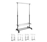 THE SECRET HOME - Perchero Burro Ajustable de Metal con Ruedas - Alto: 94 a 162 cm x Largo: 80 cm - Burro Extensible para Ropa - Organizador para Dormitorio, Entrada, Pasillo (Modelo 1)