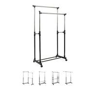 THE SECRET HOME - Perchero Burro Ajustable de Metal con Ruedas - Alto 95 cm hasta 150 cm x Largo 80 cm - Burro Extensible para Ropa - Organizador para Dormitorio, Entrada, Pasillo (Modelo 4)