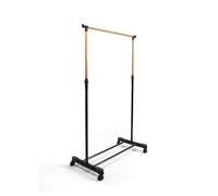 THE SECRET HOME - Perchero de Metal e Imitación Bambú con Ruedas - Altura Regulable de 90 a 160 cm - Burro Extensible para Ropa - Organizador para Dormitorio, Entrada, Pasillo