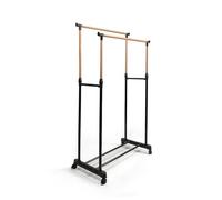 THE SECRET HOME - Perchero de Metal e Imitación Bambú con Ruedas - Altura Regulable de 93 a 160 cm - Burro Extensible para Ropa - Organizador para Dormitorio, Entrada, Pasillo