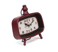 THE SECRET HOME - Reloj Decorativo Analógico de Sobremesa en Metal - Estilo Vintage para Recibidor, Salón, Dormitorio - Modelo 11 - Color Rojo - 22 x 20 x 6 cm