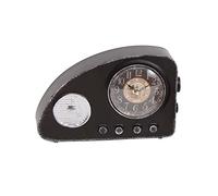 THE SECRET HOME Reloj Decorativo Analógico de Sobremesa en Metal - Forma de Radio - Estilo Vintage para el Hogar - Ideal para Recibidor, Salón, Dormitorio - Modelo 7 - Negro - 17 x 27 x 8 cm