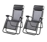 THE SECRET HOME - Set de 2 Sillas Tumbonas Plegables de Metal con Cojín Reposacabezas - Hamacas Reclinables - Ideal para Exterior, Playa, Jardín, Terraza - Color Negro