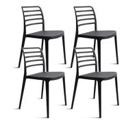 THE SECRET HOME─ Silla de Comedor o de Trabajo de Polipropileno─ para Interior, Cocina o salón─ Estilo Nórdico. Varios Modelos (Modelo 1 Negro- Pack de 4)