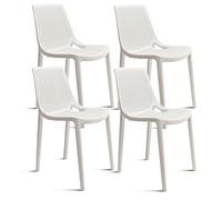 THE SECRET HOME─ Silla de Comedor o de Trabajo de Polipropileno─ para Interior, Cocina o salón─ Estilo Nórdico. Varios Modelos (Modelo 4 Blanco- Pack de 4)