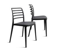 THE SECRET HOME─ Silla de Comedor o de Trabajo de Polipropileno─ para Interior, Cocina o salón─ Estilo Nórdico. Varios Modelos (Modelo 1 Negro- Pack de 2)