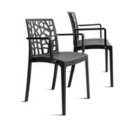 THE SECRET HOME─ Silla de Comedor o de Trabajo de Polipropileno─ para Interior, Cocina o salón─ Estilo Nórdico. Varios Modelos (Modelo 3 Negro- Pack de 2)