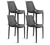 THE SECRET HOME─ Silla de Comedor o de Trabajo de Polipropileno─ para Interior, Cocina o salón─ Estilo Nórdico. Varios Modelos (Modelo 4 Negro- Pack de 4)