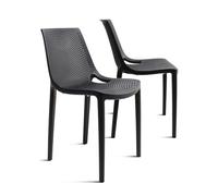 THE SECRET HOME─ Silla de Comedor o de Trabajo de Polipropileno─ para Interior, Cocina o salón─ Estilo Nórdico. Varios Modelos (Modelo 4 Negro- Pack de 2)