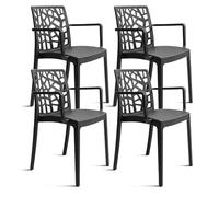 THE SECRET HOME─ Silla de Comedor o de Trabajo de Polipropileno─ para Interior, Cocina o salón─ Estilo Nórdico. Varios Modelos (Modelo 3 Negro- Pack de 4)