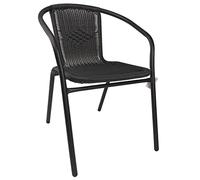 THE SECRET HOME - Silla de Jardín - Asiento en Metal y Polietileno/Tela para Exteriores - Ideal para Jardín, Balcón o Terraza - Varios Modelos (1, Modelo 4 - Negro)