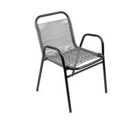 THE SECRET HOME - Silla de Jardín - Asiento en Metal y Polietileno/Tela para Exteriores - Ideal para Jardín, Balcón o Terraza - Varios Modelos (1, Modelo 1 - Gris)