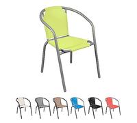 THE SECRET HOME - Silla de Jardín en Lona - Silla de Acero Apilable - Asiento de Exterior para Balcón, Terraza y Jardín - Verde Lima