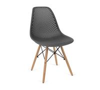 THE SECRET HOME - Silla Nórdica - Alto. 81,5 cm x Largo. 54 cm x Ancho. 46,5 cm - Asiento de Polipropileno y Madera de Haya - Decoración para Comedor, Salón, Cocina (2, Negro)