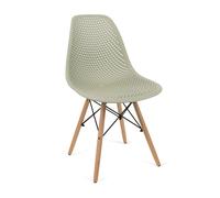 THE SECRET HOME - Silla Nórdica - Alto. 81,5 cm x Largo. 54 cm x Ancho. 46,5 cm - Asiento de Polipropileno y Madera de Haya - Decoración para Comedor, Salón, Cocina (1, Verde Oliva)