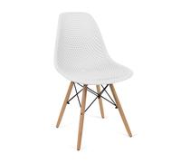 THE SECRET HOME - Silla Nórdica - Alto. 81,5 cm x Largo. 54 cm x Ancho. 46,5 cm - Asiento de Polipropileno y Madera de Haya - Decoración para Comedor, Salón, Cocina (2, Blanco)