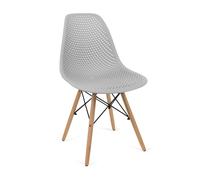 THE SECRET HOME - Silla Nórdica - Alto. 81,5 cm x Largo. 54 cm x Ancho. 46,5 cm - Asiento de Polipropileno y Madera de Haya - Decoración para Comedor, Salón, Cocina (1, Gris Claro)