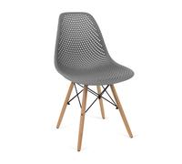THE SECRET HOME - Silla Nórdica - Alto. 81,5 cm x Largo. 54 cm x Ancho. 46,5 cm - Asiento de Polipropileno y Madera de Haya - Decoración para Comedor, Salón, Cocina (4, Gris Oscuro)