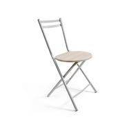 THE SECRET HOME - Silla Plegable de Cocina con Respaldo - Silla de Metal con Base de Madera - Silla Apta para Interior y Exterior - Alto: 80 cm x Largo: 40 cm (1, Madera Clara/Plata, 40x80x40 cm)