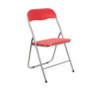 THE SECRET HOME - Silla Plegable de PVC y Metal - Alto. 80 cm x Ancho. 45 cm - Asiento Auxiliar para el Hogar - Silla con Patas Antideslizantes - Color Rojo