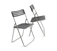 THE SECRET HOME Sillas Plegables de Metal y PP - Alto. 80 cm x Ancho. 42 cm - Asiento Auxiliar para el Hogar - Fácil Limpieza - Ideal para Interior/Exterior - Color Negro (2, Negro, 42x80x45 cm)