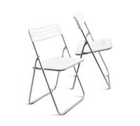 THE SECRET HOME Sillas Plegables de Metal y PP - Alto. 80 cm x Ancho. 42 cm - Asiento Auxiliar para el Hogar - Fácil Limpieza - Ideal para Interior/Exterior - Color Negro (2, Blanco, 42x80x45 cm)