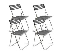 THE SECRET HOME Sillas Plegables de Metal y PP - Alto. 80 cm x Ancho. 42 cm - Asiento Auxiliar para el Hogar - Fácil Limpieza - Ideal para Interior/Exterior - Color Negro (4, Negro, 42x80x45 cm)