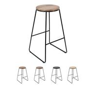THE SECRET HOME Taburete Alto Cocina y Bar | Estilo Industrial Moderno | Asiento Madera Clara y Metal Negro | Ideal para Isla de Cocina y Desayunador | Taburete Alto Resistente | Altura 71 cm