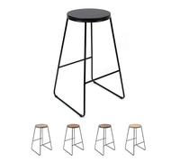 THE SECRET HOME Taburete Alto Cocina y Bar | Estilo Industrial Moderno | Asiento Madera y Metal Negro | Ideal para Isla de Cocina y Desayunador | Taburete Alto Resistente | Altura 71 cm