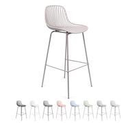 THE SECRET HOME - Taburete Alto de Polipropileno y Metal - Alto. 103 cm x Largo. 48 cm - Asiento Extra para el Hogar - Ideal para Cocina, Salon - Color French Taupe