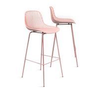 THE SECRET HOME - Taburete Alto de Polipropileno y Metal - Alto. 103 cm x Largo. 48 cm - Asiento Extra para el Hogar - Ideal para Cocina, Salon - Color Rosa