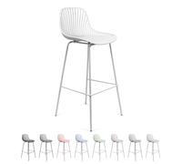 THE SECRET HOME - Taburete Alto de Polipropileno y Metal - Alto. 103 cm x Largo. 48 cm - Asiento Extra para el Hogar - Ideal para Cocina, Salon - Color Blanco