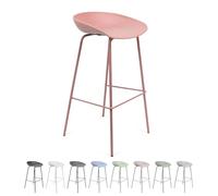 THE SECRET HOME - Taburete Alto de Polipropileno y Metal - Alto. 84 cm x Largo. 44 cm - Asiento Extra para el Hogar - Ideal para Cocina, Salon - Color Rosa