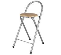 The Secret Home - Taburete Plegable de Cocina - Silla Plegable de Metal y Madera - Silla Apta para Interior y Exterior - Alto: 80 cm x Largo: 40 cm