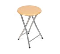 THE SECRET HOME - Taburete Plegable de Madera y Metal - Alto. 45 x Ø30 cm - Banqueta sin Respaldo - Ideal para Cocina, Terraza o Jardín - Color Madera Natural