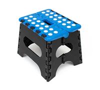 The Secret Home - Taburete Plegable Multiusos - Alto. 18,5 cm x Largo. 23,5 cm - Escalera Antideslizante - Altillo para Cocina o Baño - Reposapiés para Niños (Azul Lunares)