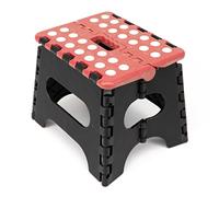 The Secret Home - Taburete Plegable Multiusos - Alto. 27 cm x Largo. 29 cm - Escalera Antideslizante - Altillo para Cocina o Baño - Reposapiés para Niños (Rojo Lunares)