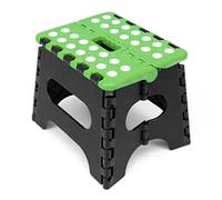 The Secret Home - Taburete Plegable Multiusos - Alto. 27 cm x Largo. 29 cm - Escalera Antideslizante - Altillo para Cocina o Baño - Reposapiés para Niños (Verde Lunares)